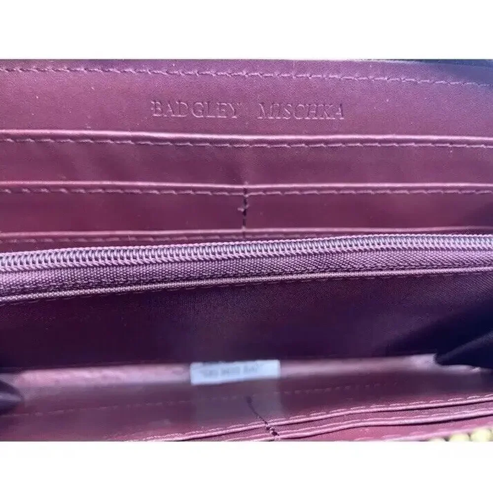 Badgley Mischka Plum Long Wallet with Wristlet